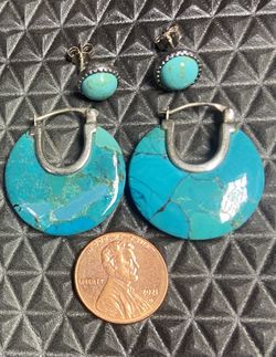 Turquoise And Sterling Silver Earrings Lot ///send Me Your Offer//