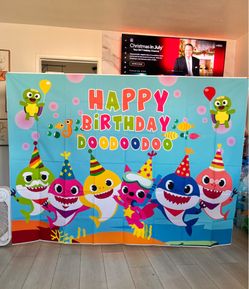 Baby shark Birthday backdrop