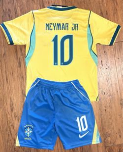 Brazil Neymar Jr #10 Soccer Jersey and Shorts Set Youth Size 28,26