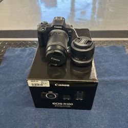 Canon EOS R100 Kit With  RF-S 18-45mm F4.5-6.3 And RF-S 55-210mm F/5-7.1 Lenses