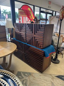 Mid-Century Modern Geometric Dresser & Pair of Night Stands - Retail: $2950