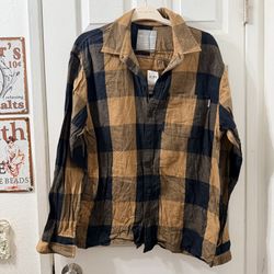 Hollister Relaxed Fit Plaid Flannel Shirt Large