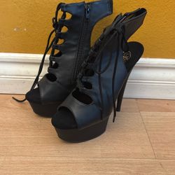 Black High Heels With Laces 