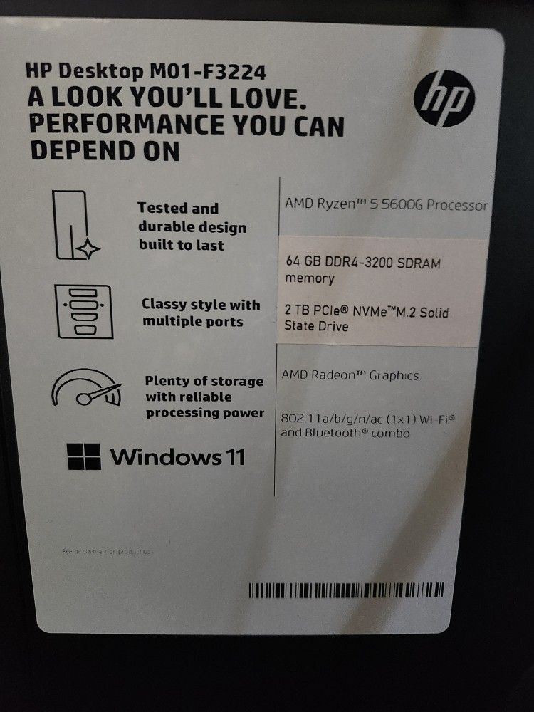 HP Pavilion Desktop Computer PC, AMD Ryzen 5, 64GB RAM 2TB SSD, Windows 11 Pro