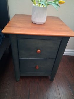 Nadeau Two Drawer Night Table in Green and Cherry Finish