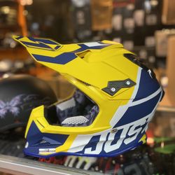 New Mayte Blue And Yellow Dot Off Road Dirt Bike Quad Motorcycle Helmet $140