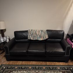 Black Love Seat And Three Seat Couch