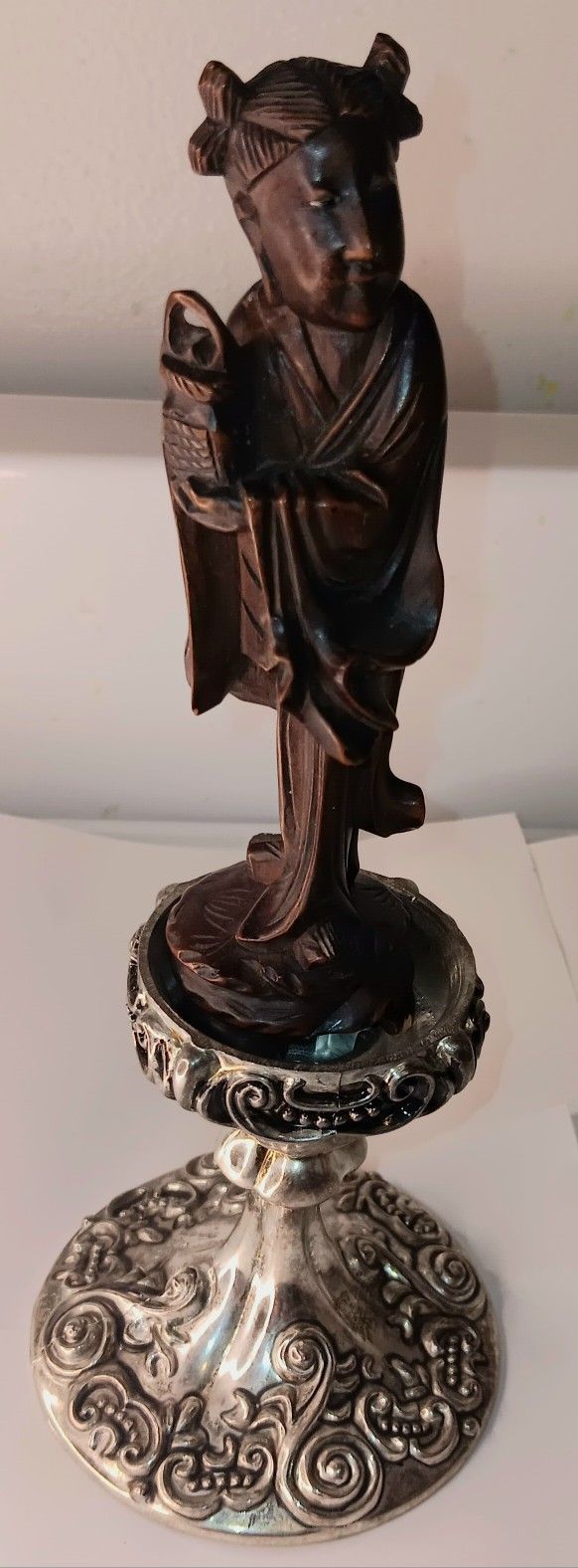 Antique Chinese Handcarved In Boxwood Figurine Holding A Lunchbox?