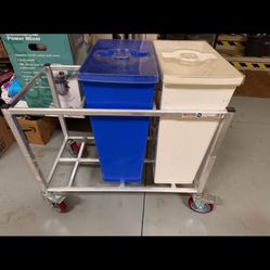 Plastic Container With Aluminum Cart With Wheels