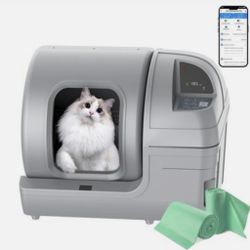 100-Liter Automatic Self-Cleaning Litter Box for Multiple Cats - APP Controlled, Safety Alert, Intelligent Health Monitoring, in Gray