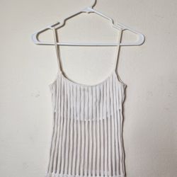 Vintage/Rare Studio de Compagnie Sheer Shiny Glitter White Spaghetti Strap Top Size 3