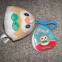 Pokémon Rowlet Squishmallows Clip Plush w/ Tag