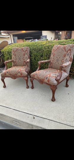 Two clawfoot arm chairs armchair decor