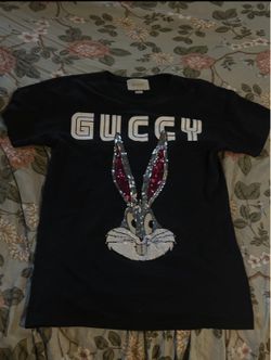 black Gucci Bugs Bunny Sequin T-shirt