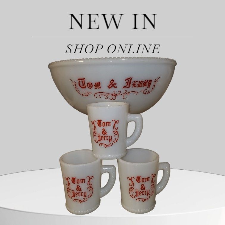McKee Glass Co, Milk Glass Punch Bowl Set