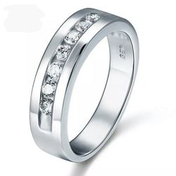 Round Cut Men's Bridal Wedding Band Solid 925 Sterling Silver Ring