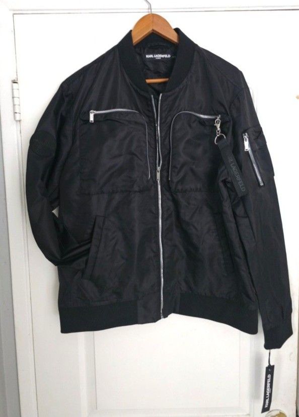 Men's Karl Lagerfeld Jacket XL Black Bomber