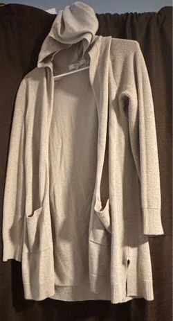 Hooded Open-Front Knit Cardigan