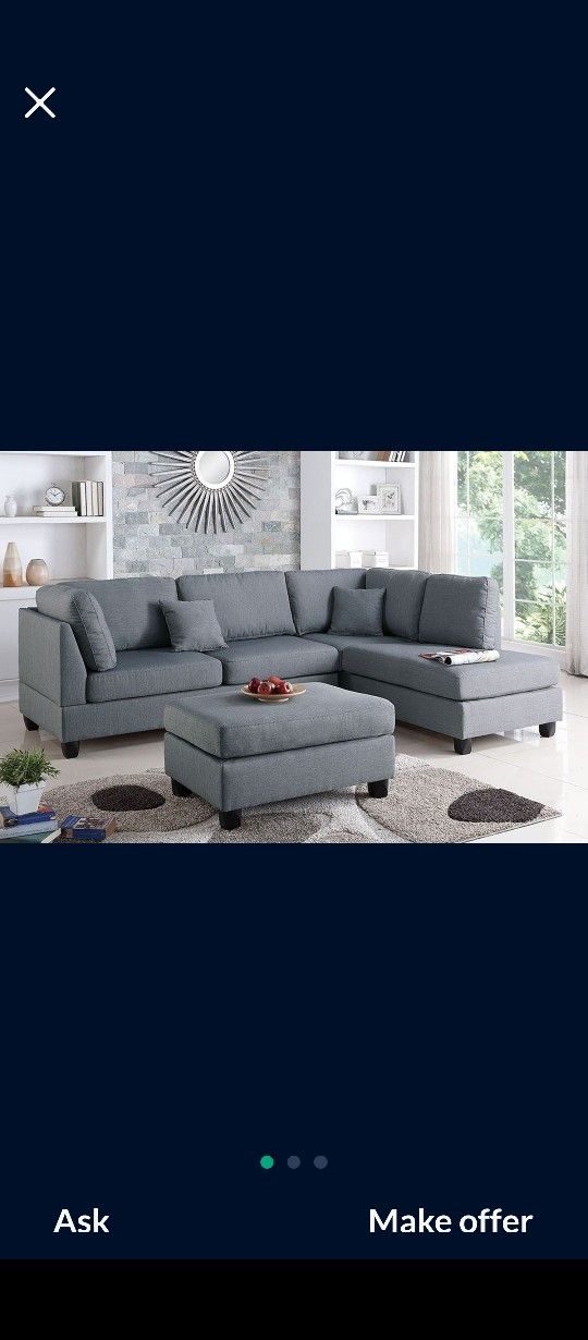 Brand New 3 Pcs Sectionaln
Polyfiber Fabric 
104 x 75 x 35H
Chocolate, Grey & Sand
$739 
FREE LOCAL DELIVERY & SET UP
ONLINE SALES AND LITTLE SHOWROOM