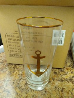 14oz  Anchor Print Glass 4pc Set 