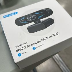 EMEET C60E Dual-Camera 4K Webcam for Streaming, Wide-Angle and Telephoto Cameras, Max 11X Hybrid Zoom & PDAF Autofocus, Remote Control, RGB Lighting, 