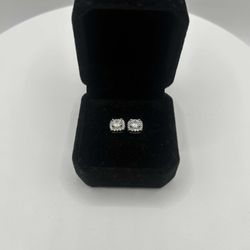 Diamond square halo earrings .5 Carat Each 