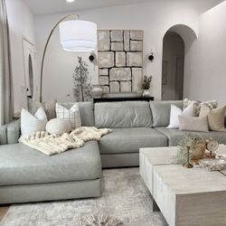Gray Leather Sectional 