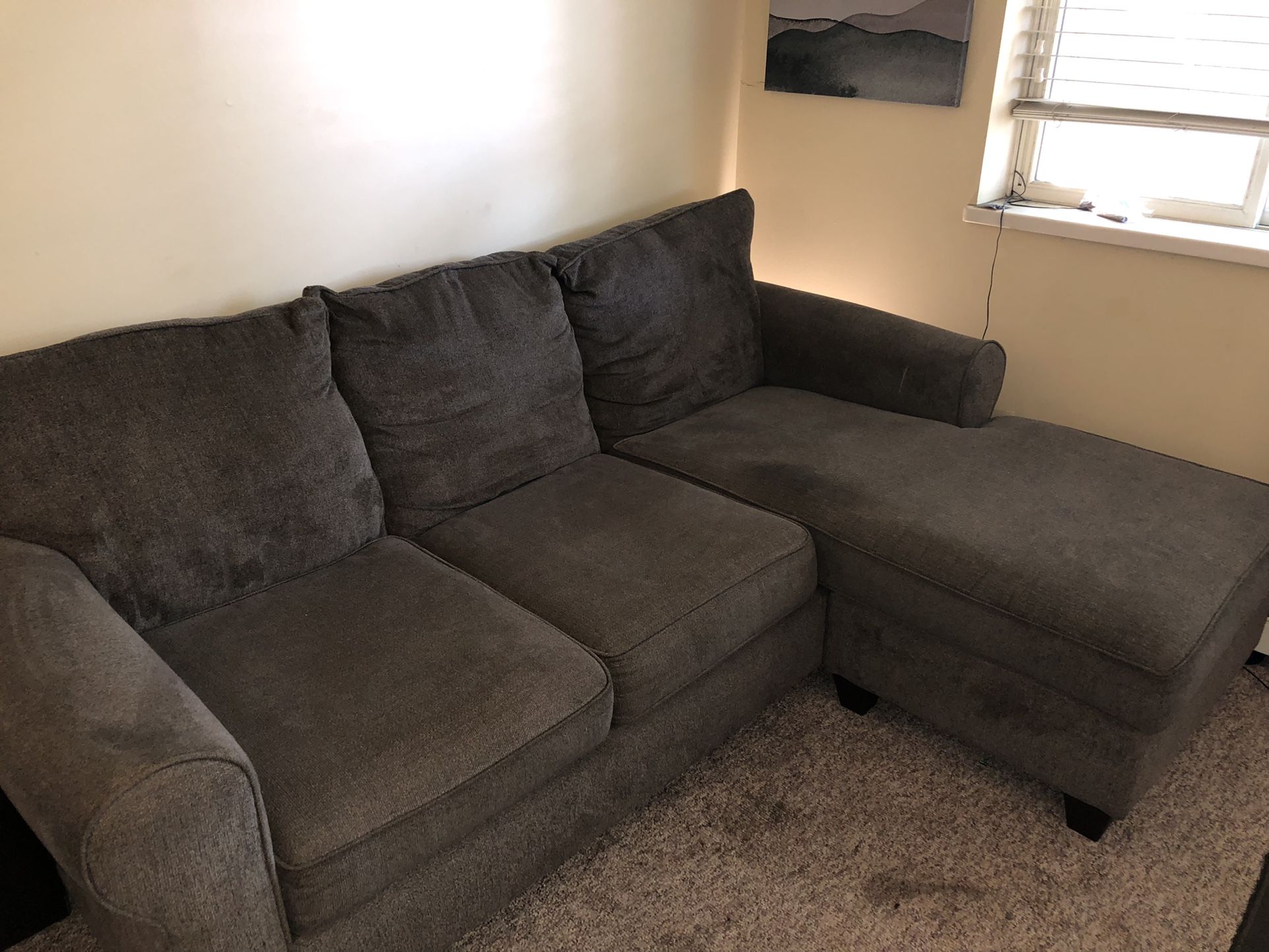 "L" Shape grey sectional sofa