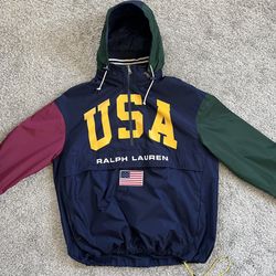 Polo Ralph Lauren Jacket Size Large USA Hoodie Flag