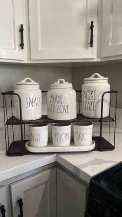 Rae Dunn Ceramic Canister and Utensil Holder Set