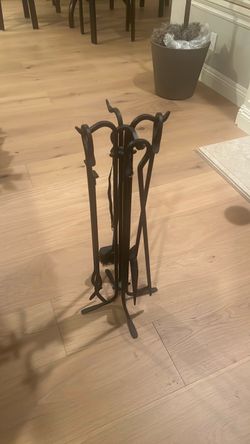 Free!  Black Wrought Iron Fireplace Tool Set