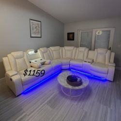 White modern reclining sectional sofa