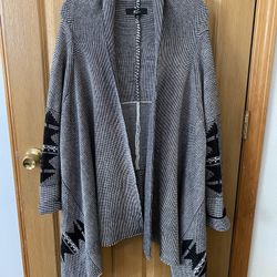 GNW Women’s Plus Size 1X Aztec Waterfall Open Cardigan Sweater 