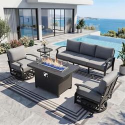 Patio set patio furniture outdoor furniture outdoor set patio chairsFire pit aluminum patio furniture ✅☑️🆕