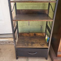 Small Bookshelf, 4 Tier Wood Book Shelf With Draw
