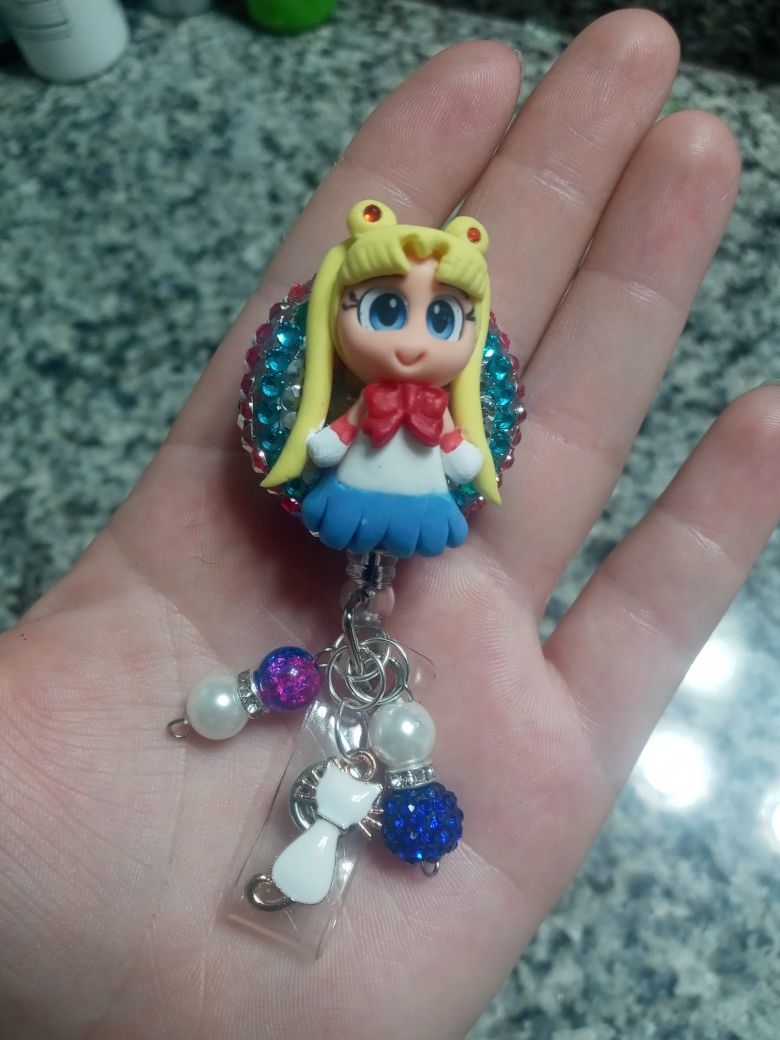 Sailor Moon 3d id badge holder retractable