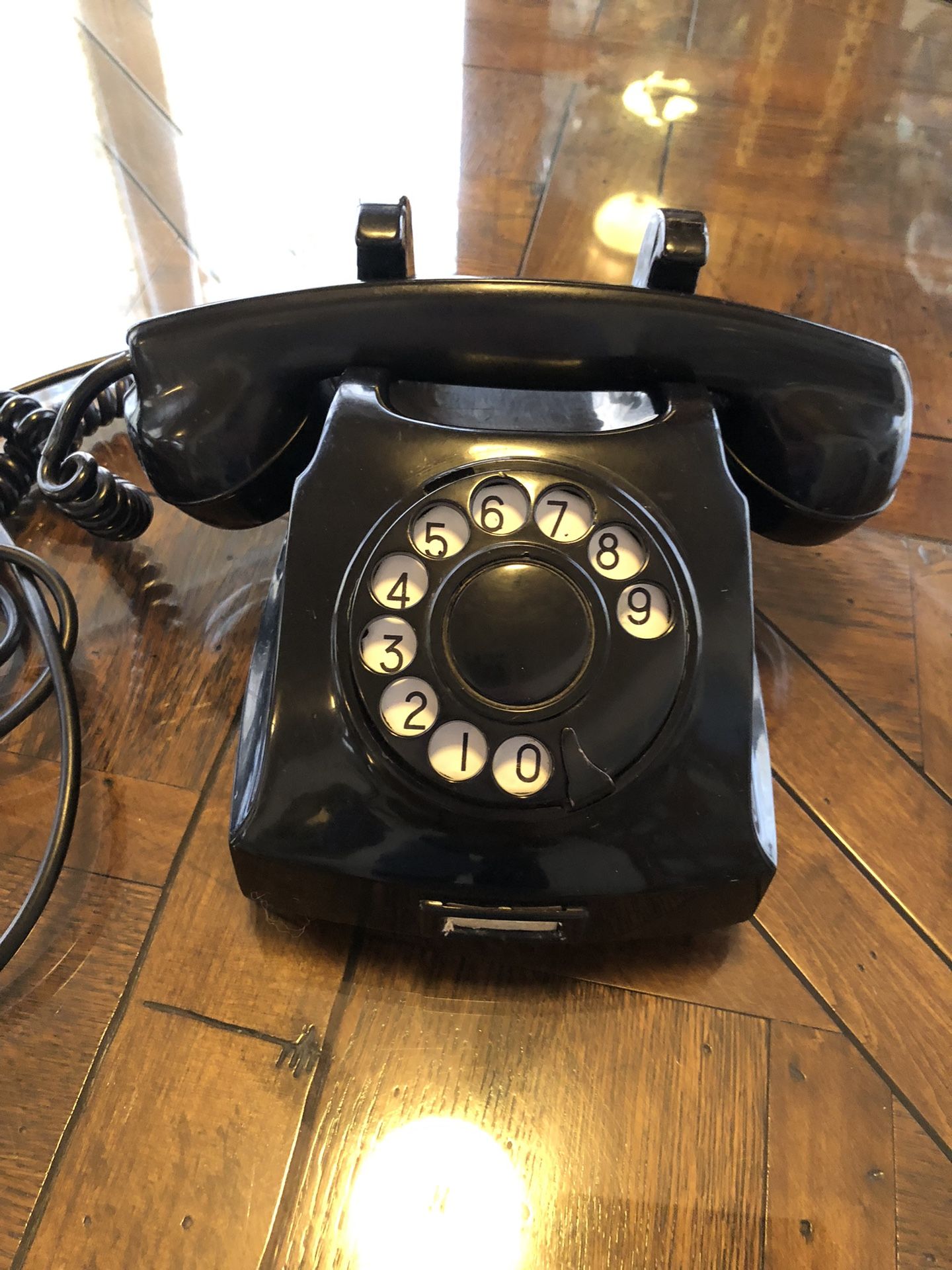 VINTAGE BLACK TELEGRAFVERKET ROTARY DIAL TELEPHONE, MADE N SWEDEN-NO REPAIRS EUC