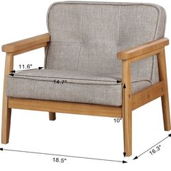 Modern Mini Style  Kids Armchair Solid Wood Arm And PVC Cushion 