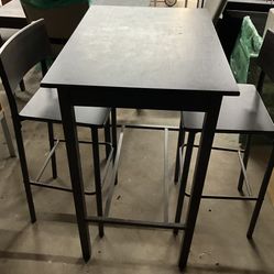 Smoke Gray Tall Pub-Style Table With 2 Chairs 