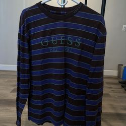 Vintage GUESS Originals Stripe Long Sleeve Shirt Brown Purple Green Size Large