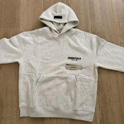 Essentials Fear of God Gray Fleece Cotton Men's Pullover Hoodie Long Sleeve