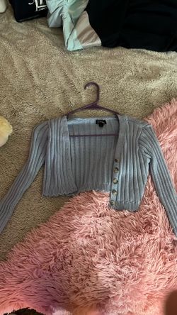 blue cropped cardigan 