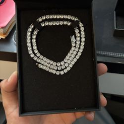 Tennis chain 5mm Moissanite Comes With 5mm Matching Bracelet As Well  I 