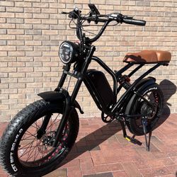 ⚡️BRAND NEW - 1000 Watt Electric Chopper Retro/34mph⚡️70’s Style Ebike Hydraulic Brakes (Full Suspension) 80 Mile Range (Black)