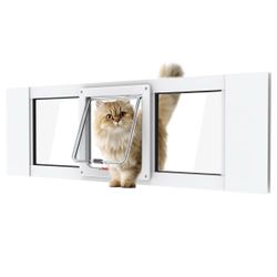 Aluminum Cat Door For Windows - Adjustable To Fit Window Width 32"-36"