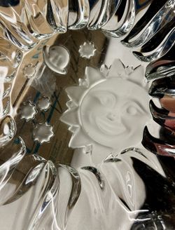 Heavy Crystal Beveled  Sunburst with Moon & Stars Crystal plate