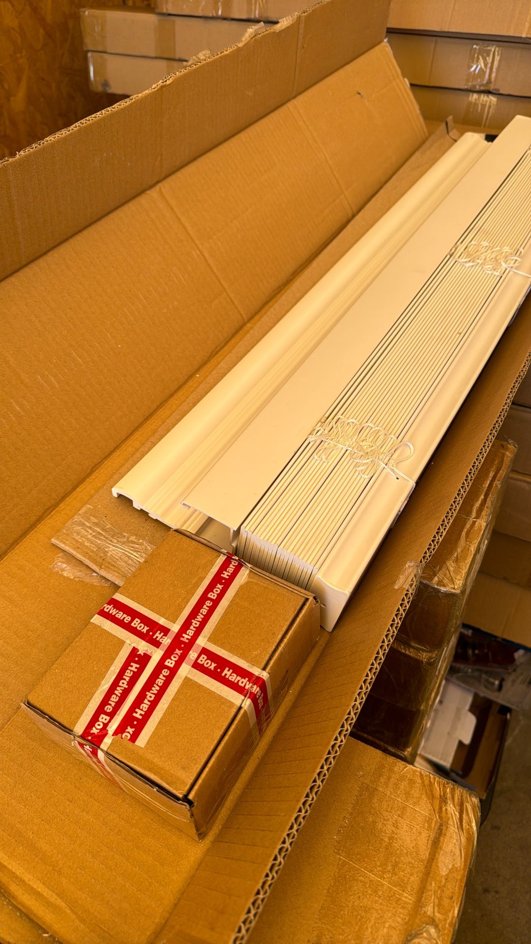 Home Decorators Collection White Cordless Premium Faux Wood blinds with 2.5 in. Slats
