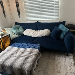 Dark Blue Velvet Couch