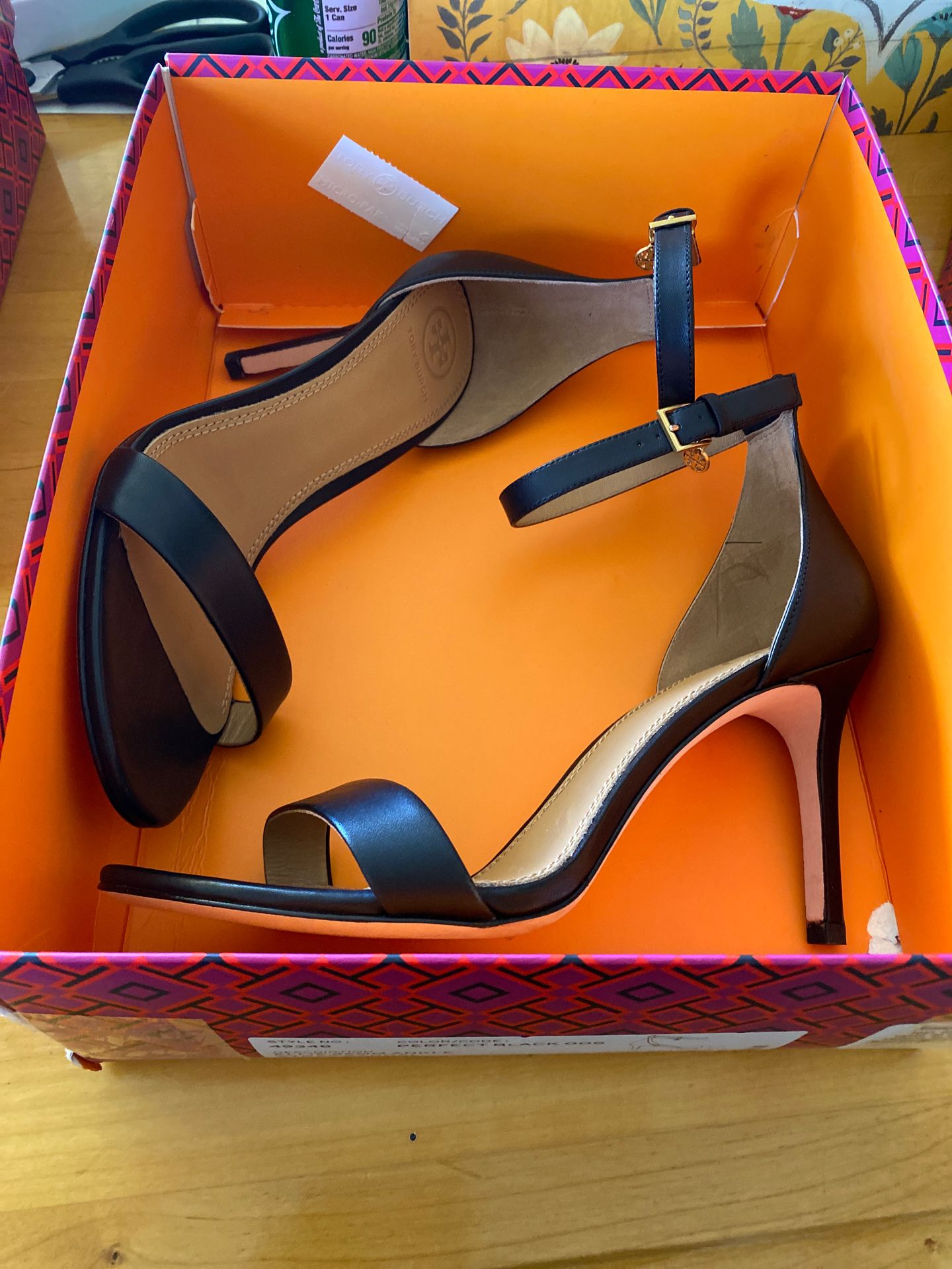 Tory Burch black Ellie 85mm ankle strap sandal heels 8M