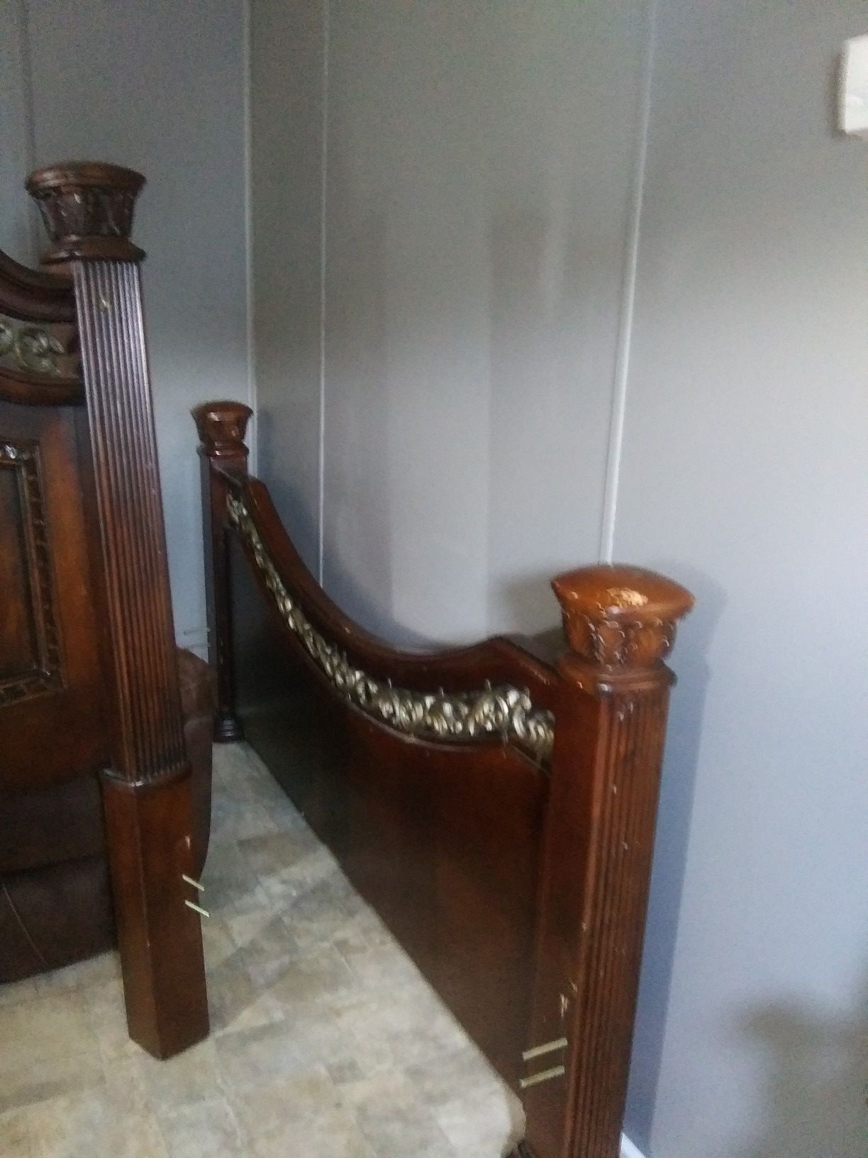 Wood King size bed frame and dresser